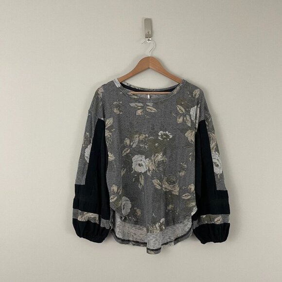 Free People Flower Patch Thermal Printed Floral Top in Black Combo Size Small - Picture 1 of 6